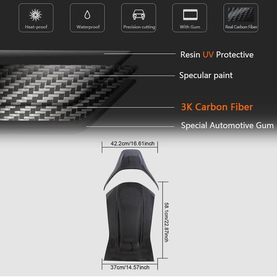 Накладки на сиденья из Dry Carbon для Mercedes C-сlass W205 2014-2021 гг | Зображення 6