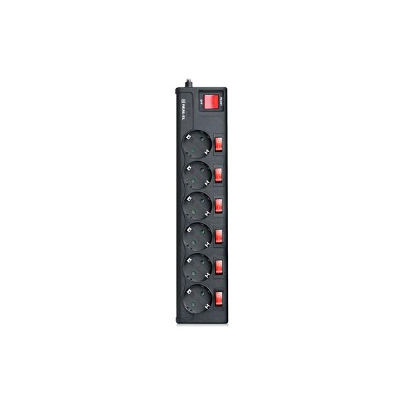 Мережевий фільтр живлення REAL-EL RS-6 EXTRA 1.8m, black (EL122300001)