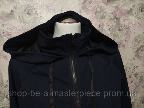 Худи мужской темно-синий осенний весенний толстовка свитшот анорак футер двунитка 46 | Зображення 3