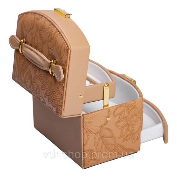 Скринька для прикрас з еко шкіри 3 яруси із замком органайзер для ювелірних виробів HP-5-23BR | Зображення 3