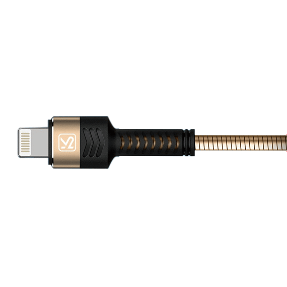 USB кабель Kaku KSC-069 USB - Lightning 1m, металева оплітка - Gold | Зображення 1