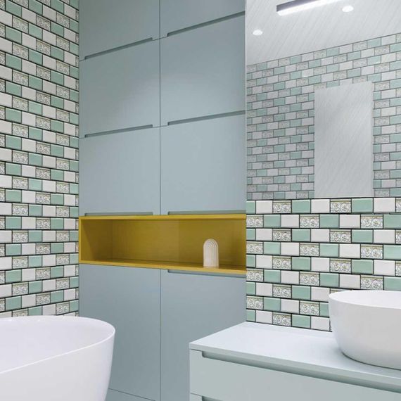 Декоративна ПВХ плитка на самоклейці мятная 300х300х5мм, ціна за 1 шт. (СПП-505) SW-00001139 | Зображення 1