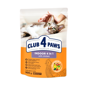 Сухий корм Club 4 Paws Adult Cats Indoor 4 in 1 для дорослих котів без доступу на вулицю, з куркою 900 г