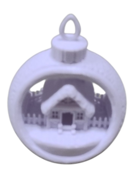 Новорічна підвіска куля хатинка білий МЕСКАН (214036) | Зображення 1