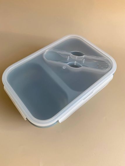 Ланч бокс дитячий силіконовий складний Синій | Зображення 4