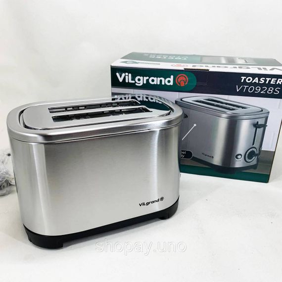 Тостер с поддоном для сбора крошек ViLgrand VT0928S 950 Вт, Электрический тостер на 2 отделения VP-85 | Зображення 1