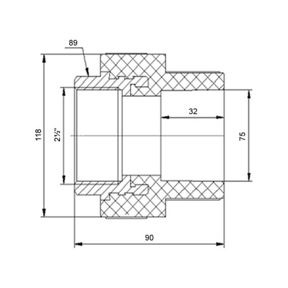 Муфта PPR Blue Ocean 75х2" 1/2 ВР SD00006403 | Зображення 1