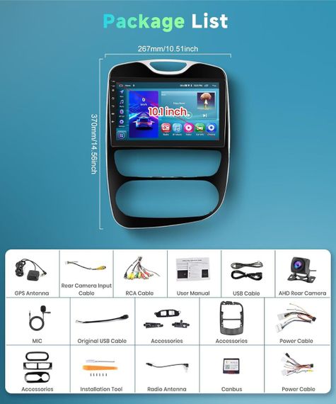 Штатна магнітола екран 9.3″ для Renault Clio 4 2013-2018 2 Din бездротовий Carplay Android Auto Bluetooth Wi-Fi AHD камера CANBUS | Зображення 1