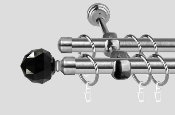 Карниз для штор дворядний металевий 19 мм, Чорний Кристал (комплект) Сталь 160 див.