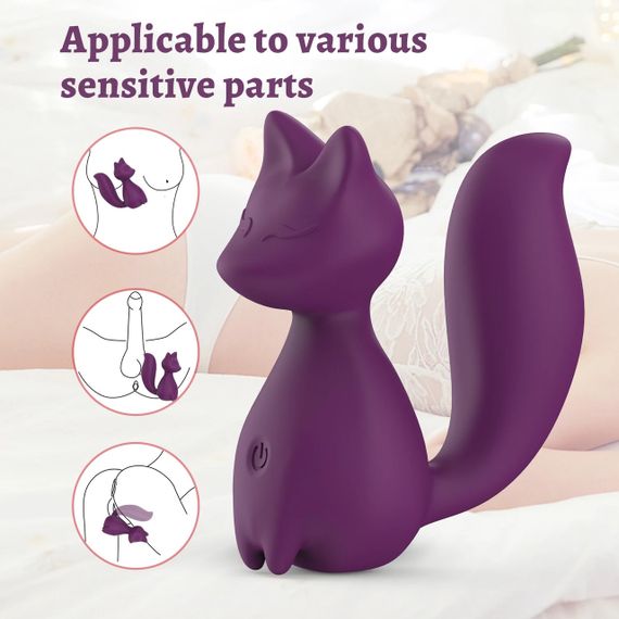 Міні-вібратор кліторальний Every Night Toys Doris у формі лисиці фіолетовий, 10 режимів вібрації Sex Aura | Зображення 3