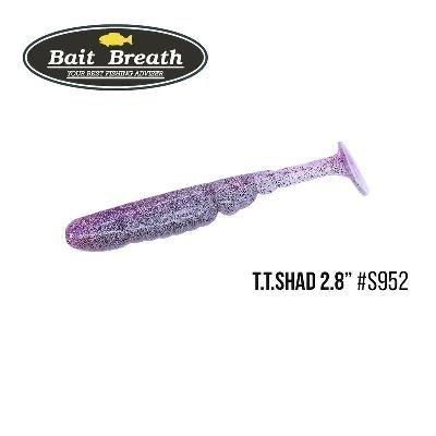 Силіконова приманка, Їстівний силікон Bait Breath T.T.Shad 2,8" (7 шт) (S952 Strange Shad(Two Tone Color) purple PG / Black holo