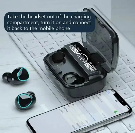 Беспроводные наушники M10 TWS bluetooth 5.1 black OPM с павербанком | Зображення 4