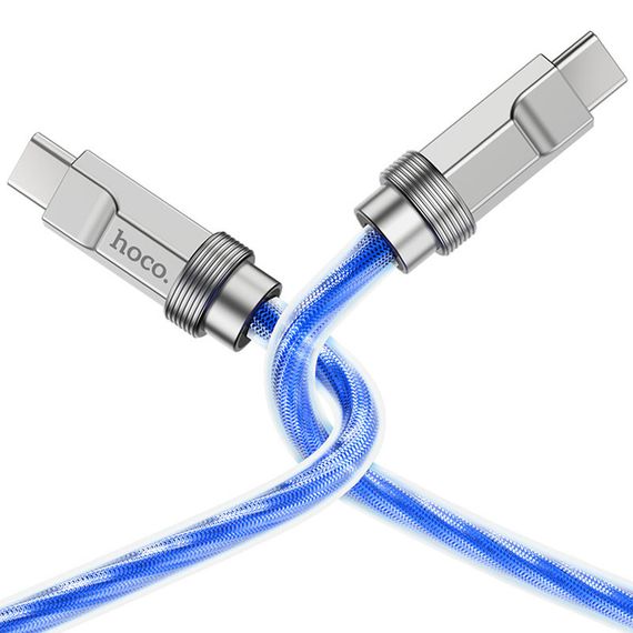 Дата кабель Hoco U113 Solid 100W Type-C to Type-C (1m) Blue | Зображення 3