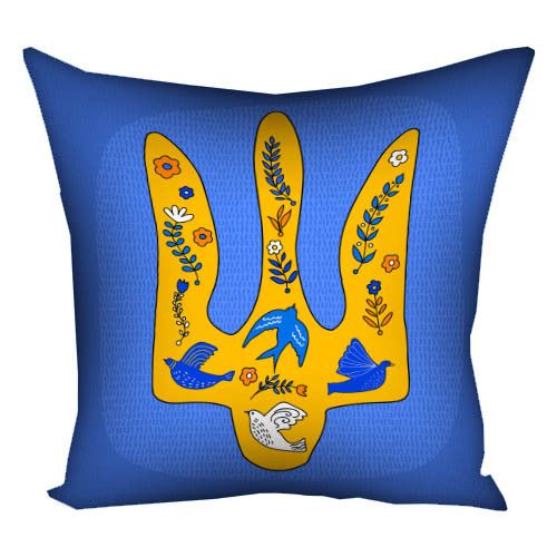 Подушка габардинова з принтом Тризуб 40x40 (4P_22U016)