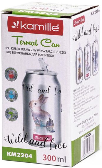Термокружка Kamille Wild&Free 300мл з трубочкою | Зображення 2