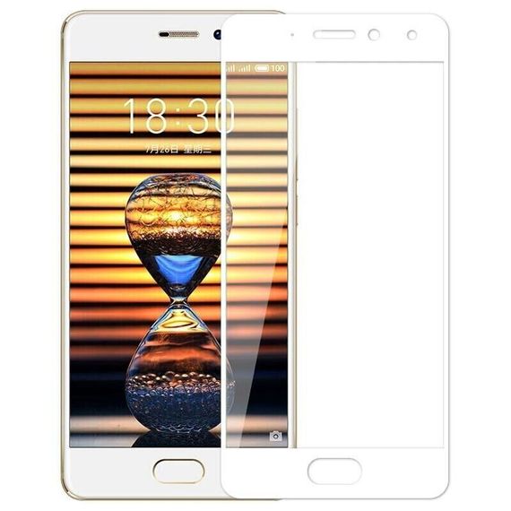 Захисне скло 2.5D на весь екран для Meizu Pro 7 Plus колір Білий