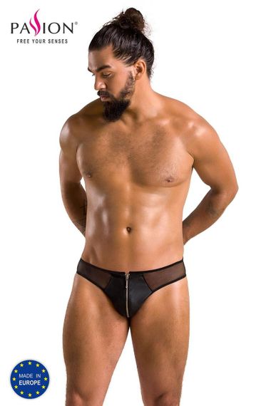 Мужские слипы на молнии Passion 042 SLIP TIMMY S/M Black, экокожа, сетка sexstyle | Зображення 4