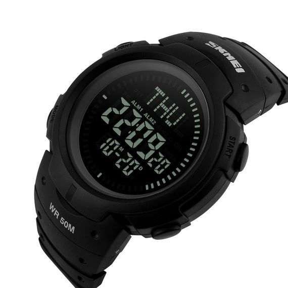 Skmei 1231BK All Black Smart Watch + Compass | Зображення 1