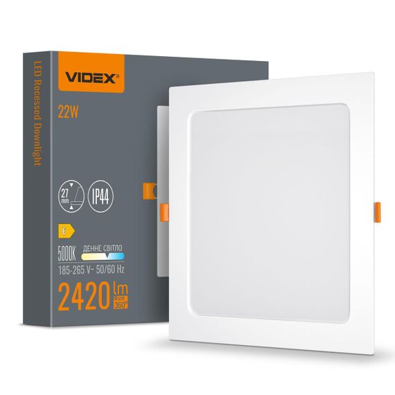 Світлодіодний світильник Back вбудований квадрат VIDEX 22W 5000K