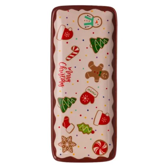Блюдо сервірувальне новорічне для закусок Merry Christmas 34×14×2 (см) блюдо прямокутне різдвяне з порцеляни CR-1-38 | Зображення 2