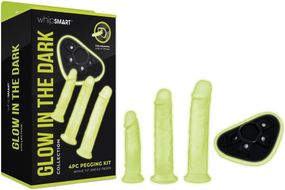 Страпон люмінесцентний Whipsmart Glow in the Dark із 3 насадками, чорний-білий Sex Aura