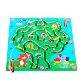 Іграшка-лабіринт "Яблуня" на дерев'яній дошці з магнітними кульками і магнітними паличками, 30х30х1,5cm