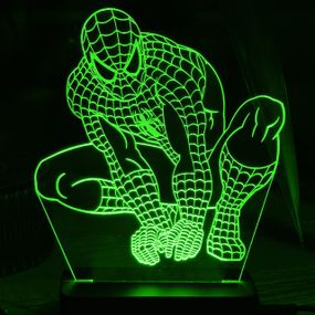 Акриловий світильник-нічник Людина-Павук (Spider-Man) зелений tty-n000146