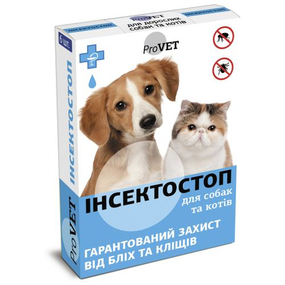 Капли на холку ProVet «Инсектостоп» для котов и собак от 4 до 10 кг (0,5мл) от внешних паразитов