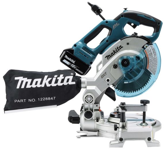 Пила торцювальна акумуляторна Makita DLS600Z (165 мм, 46 мм, BL, DXT, LXT, 6.0 кг, без акумуляторів та зарядного пристрою) | Зображення 1