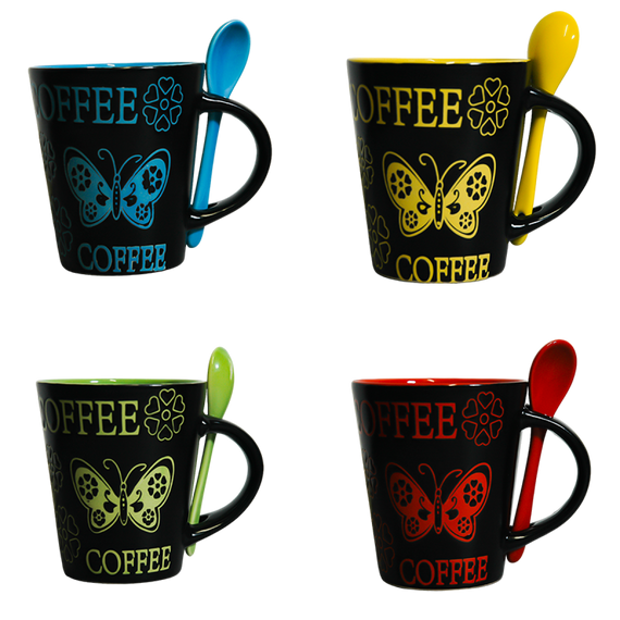 Чашка Краски ночи с ложкой VT-C-258360 Vittora 360мл