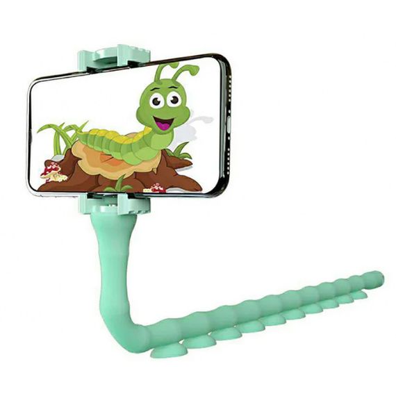 Гнучкий тримач для телефону з універсальними присосками Cute Worm Lazy Holder. Колір блакитний | Зображення 1