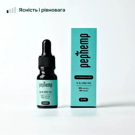 Олія КБД 5% зі смаком м'яти, 10 мл, 500 мг