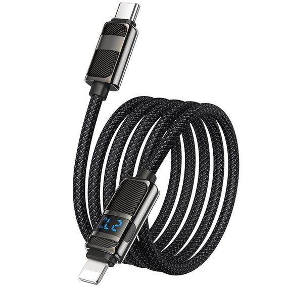 Дата кабель Hoco U137 Line with display Type-C to Lightning 27W (1.2m) Black | Зображення 4