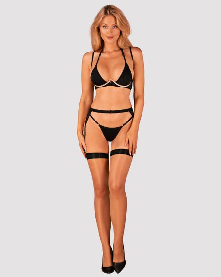 Комплект з поясом для панчох Obsessive Selinne set Чорний XL/2XL | Зображення 2