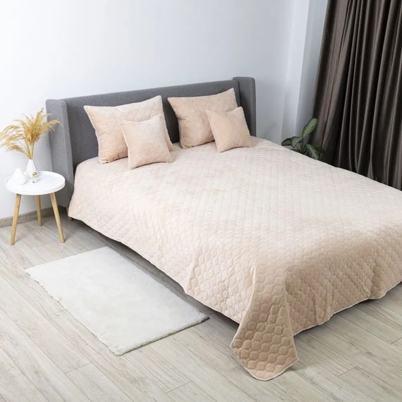Покрывало евро макси ТЕП Velour Ромб круглый 4-00518-28761 180х240 см персиковое | Зображення 1