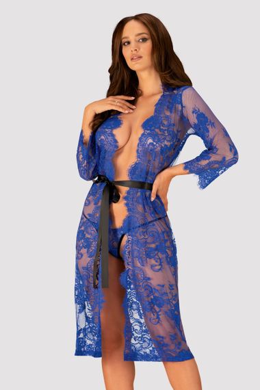 Пеньюар Obsessive Cobaltess peignoir Синій S/M