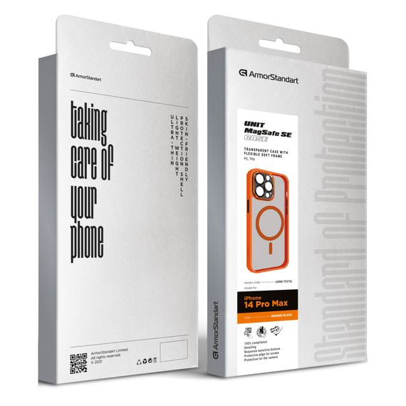Чохол до мобільного телефона Armorstandart Unit MagSafe SE Apple iPhone 14 Pro Max Orange Black (ARM75376) | Зображення 1