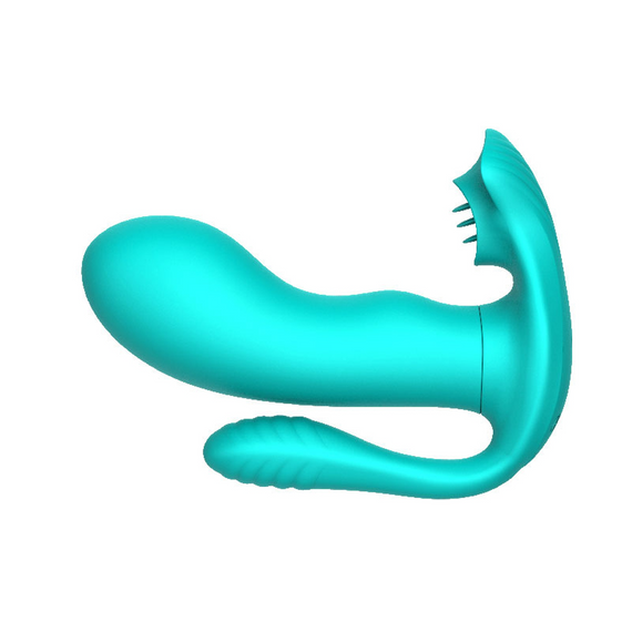 Вибромассажер с анальным и клиторальным стимулятором Boys of Toys - Tongue triple Stimulator GREEN, BS561001-5 Sex Aura | Зображення 1