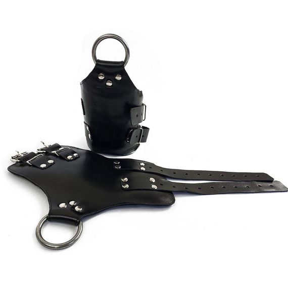Манжеты для подвеса за руки Kinky Hand Cuffs For Suspension из натуральной кожи, цвет черный | Зображення 1