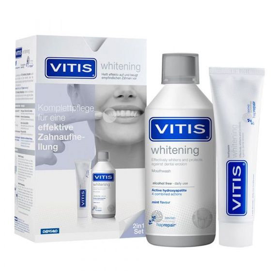 Набір VITIS WHITENING: зубна паста 100 мл + ополіскувач 500 мл (DENTAID)