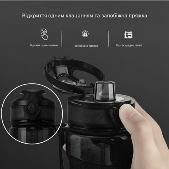 Пляшка KANGZYUAN 650 мл — Чорна Tritan BPA-free, ударостійка, спортивна з ергономічною кришкою | Зображення 8