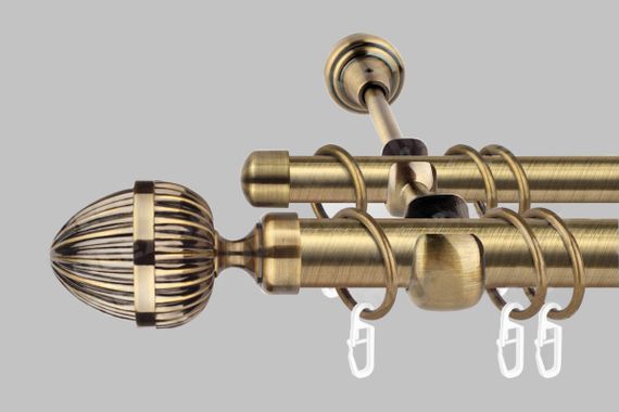 Карниз для штор дворядний металевий 25 мм, Одеон (комплект) 320 см (стик труб)