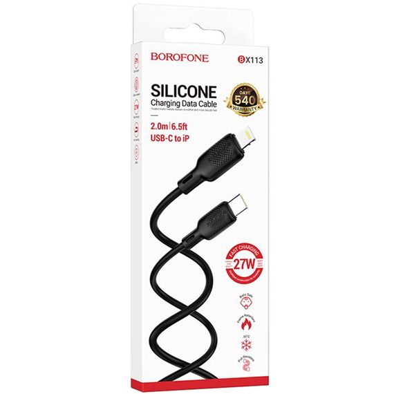 Дата кабель Borofone BX113 Lenny Type-C to Lightning 27W (2m) Black | Зображення 1