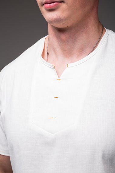 Мужская легкая льняная футболка RA2256 размер М, цвет белый | Зображення 5