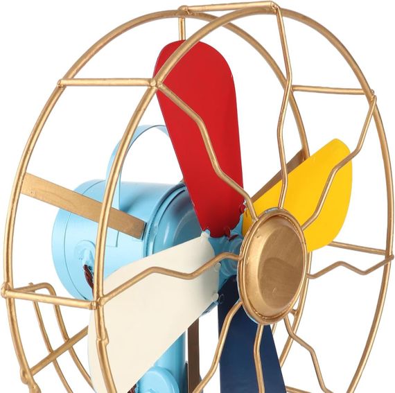 Винтажный настольный вентилятор антикварный цветной металлический, стильный старинный ретро декор для дома | Зображення 1