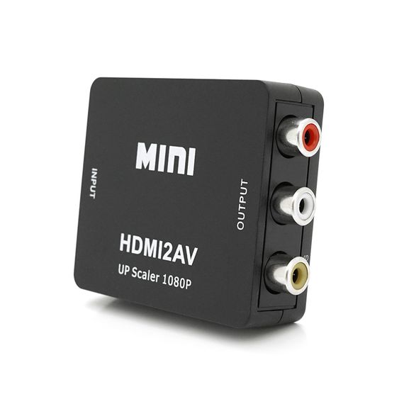 Конвертер Mini, HDMI to AV, ВИХІД 3RCA(мама) на ВХІД HDMI(мама), 720P/1080P, Black, BOX