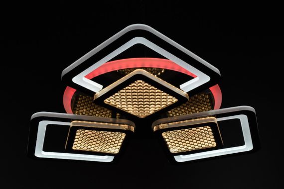 Люстра світлодіодна стельова LED світильник для квартири на стелю лед з пультом 26038 Чорний 9х49х49 см. | Зображення 8