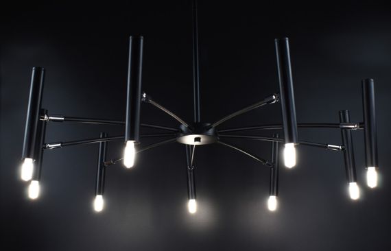 Люстра стельова на 9 лампочок 26420 Чорний 30-65х85х85 см. | Зображення 1