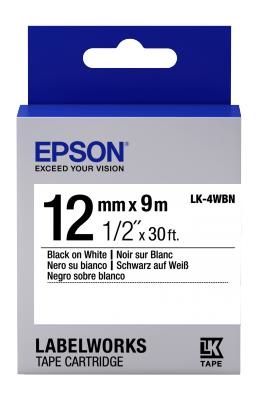 Картридж с лентой Epson LK4WBN принтеров LW-300/400/400VP/700 Standard Black/White 12mm/9m (C53S654021)