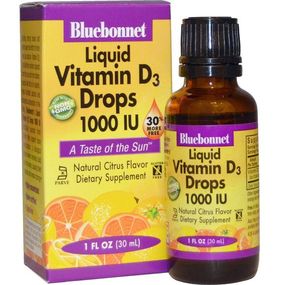 Вітамін D Bluebonnet Nutrition Liquid Vitamin D3 1000IU 30 ml Natural Citrus Flavor